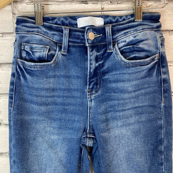 Vervet Blue Jeans By Flying Monkey High Rise Slim Jeans Distressed Size 25 NWOT - Picture 2 of 10